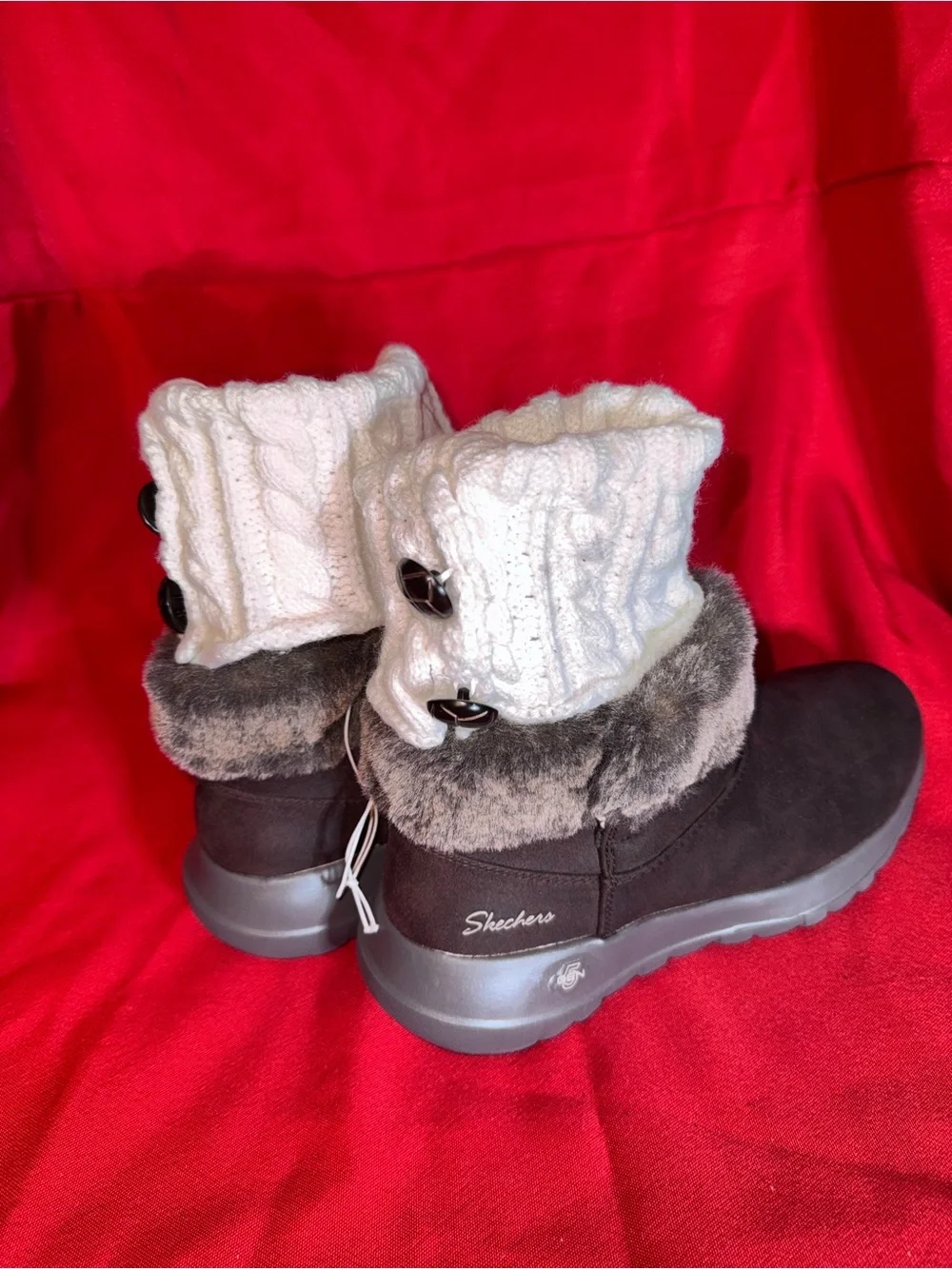 White Cable Knit Button Cuff Boot Toppers